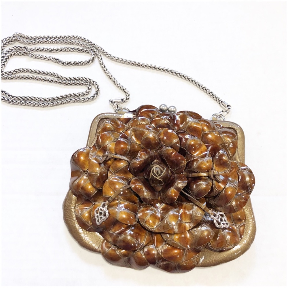 Brighton Rosalie Bronze Patent Leather Chain Purse